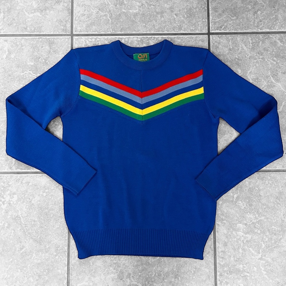 OSSI Skiwear Rainbow Striped Vintage Sweater Women’s Size Large